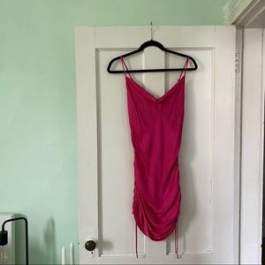 Aritzia NWT Only Ruched Fucshia Mini Dress